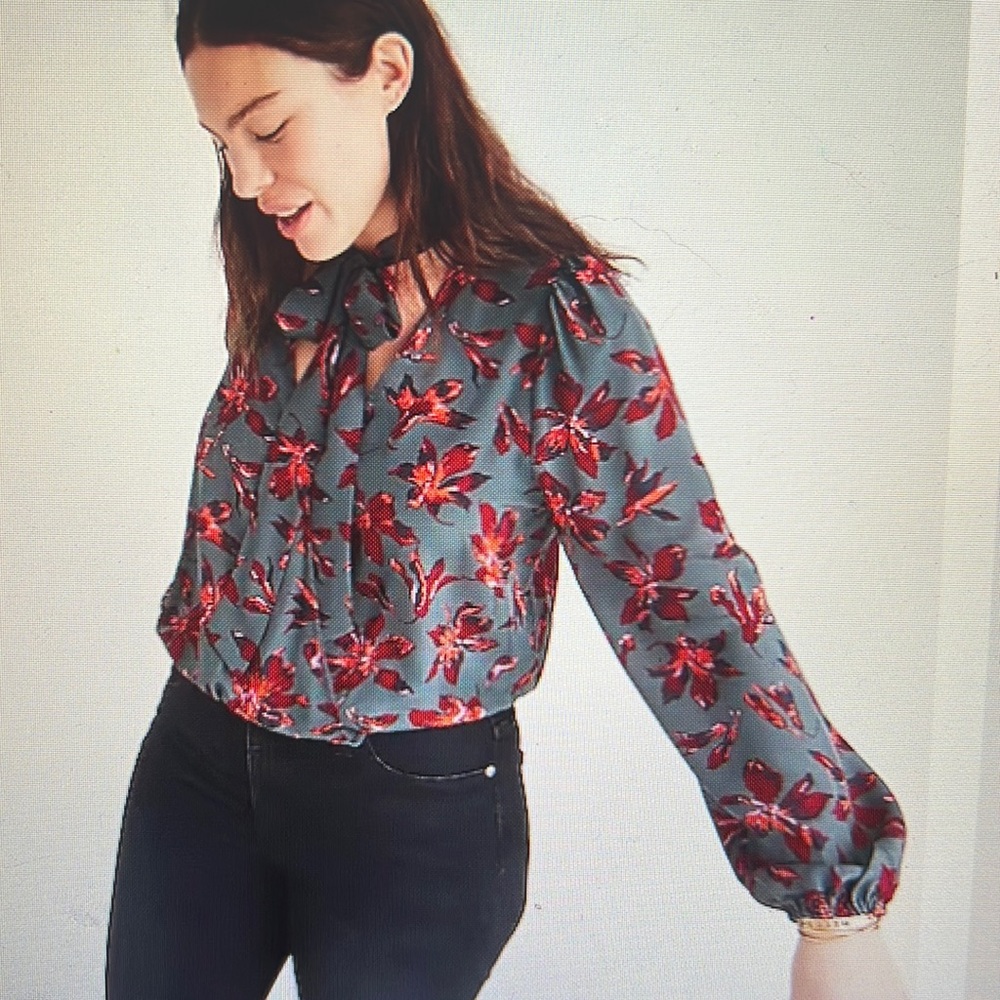 MADEWELL silk tie-neck wrap top